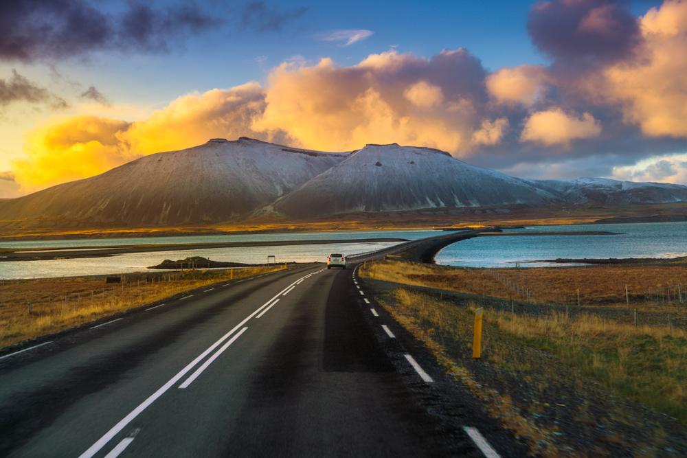 Beautiful waterfall in Iceland's landscape