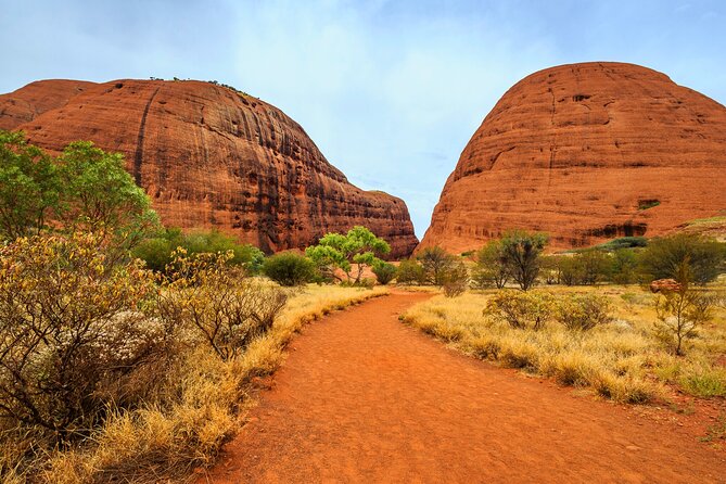 Red desert landscape of the Australian Outback at sunset